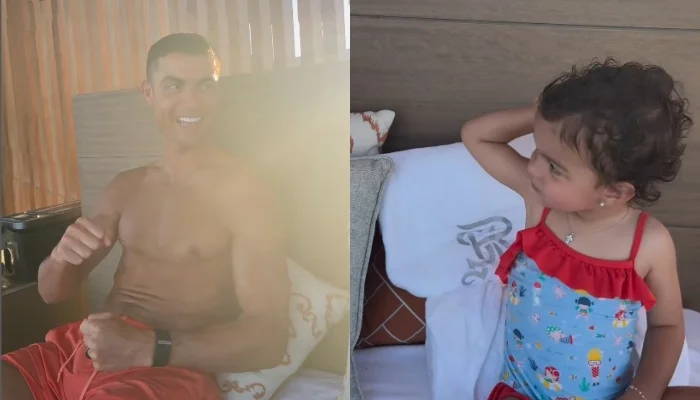 WATCH: Cristiano Ronaldo shares playful moment with daughter by the beach